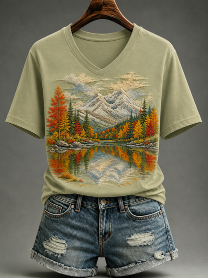 Damen-Herbst-T-Shirt mit kurzen Ärmeln