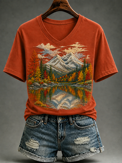 Damen-Herbst-T-Shirt mit kurzen Ärmeln