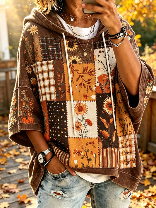 Damen Herbst Pflanzen Blumenmuster Gedruckt Freizeit Hoodie