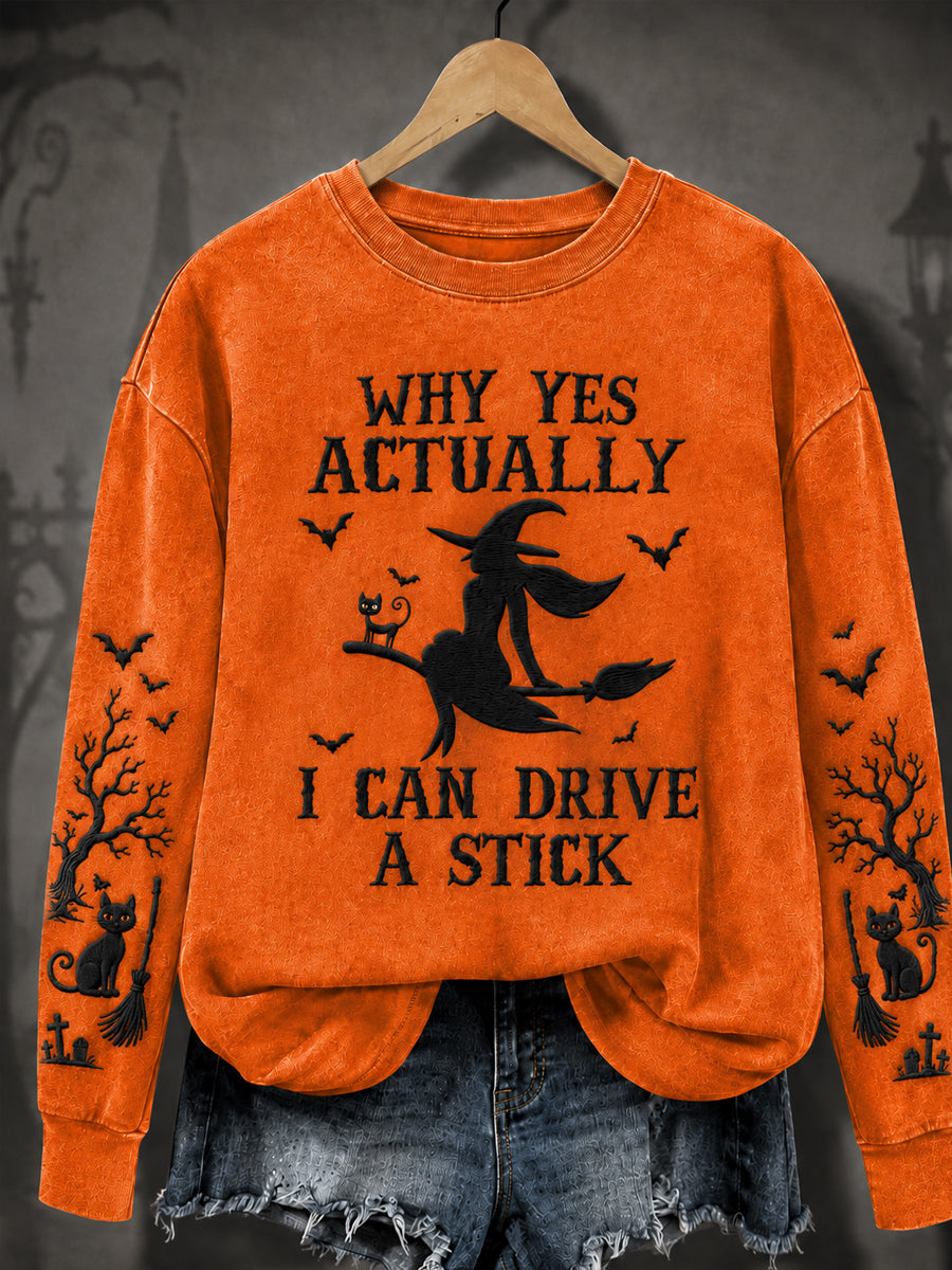 Damen-Halloween-Wasch-T-Shirt MIT JA, EIGENTLICH KANN ICH AUCH SCHALTEN