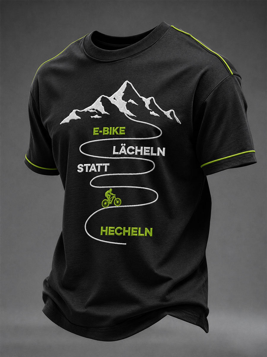 Herren-E-BIKE LÄCHELN STATT HECHELN Kurzarm-T-Shirt