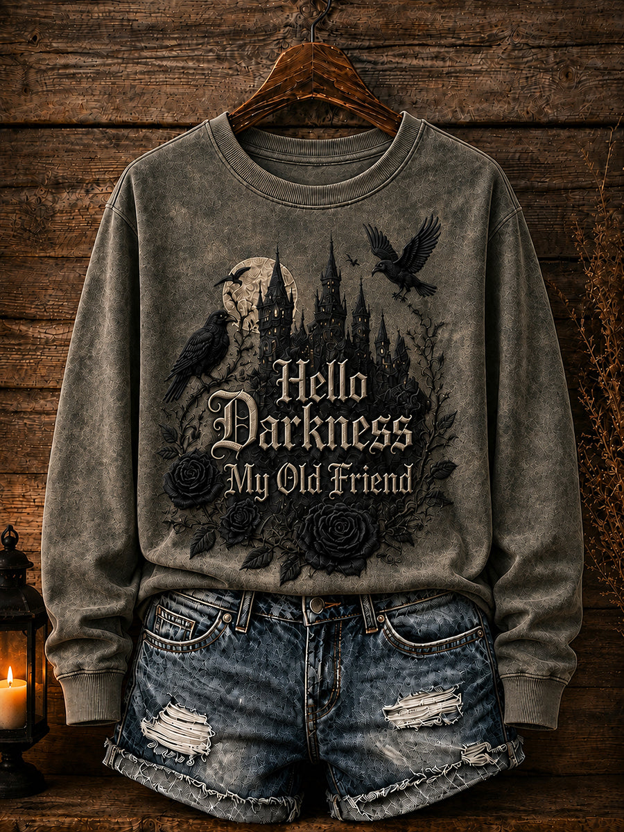 Damen Hallo Dunkelheit Mein alter Freund Halloween Print Sweatshirt