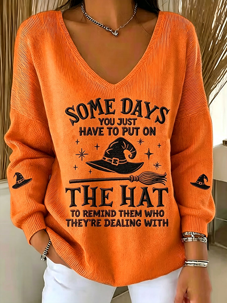 Frauen einige Tage müssen Sie nur auf den Hut mit V-Ausschnitt gerippt Top setzen