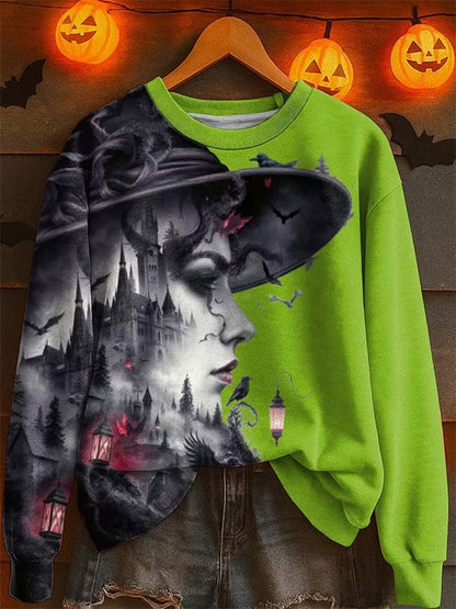 Damen Halloween Hexe regelmäßige Sweatshirt