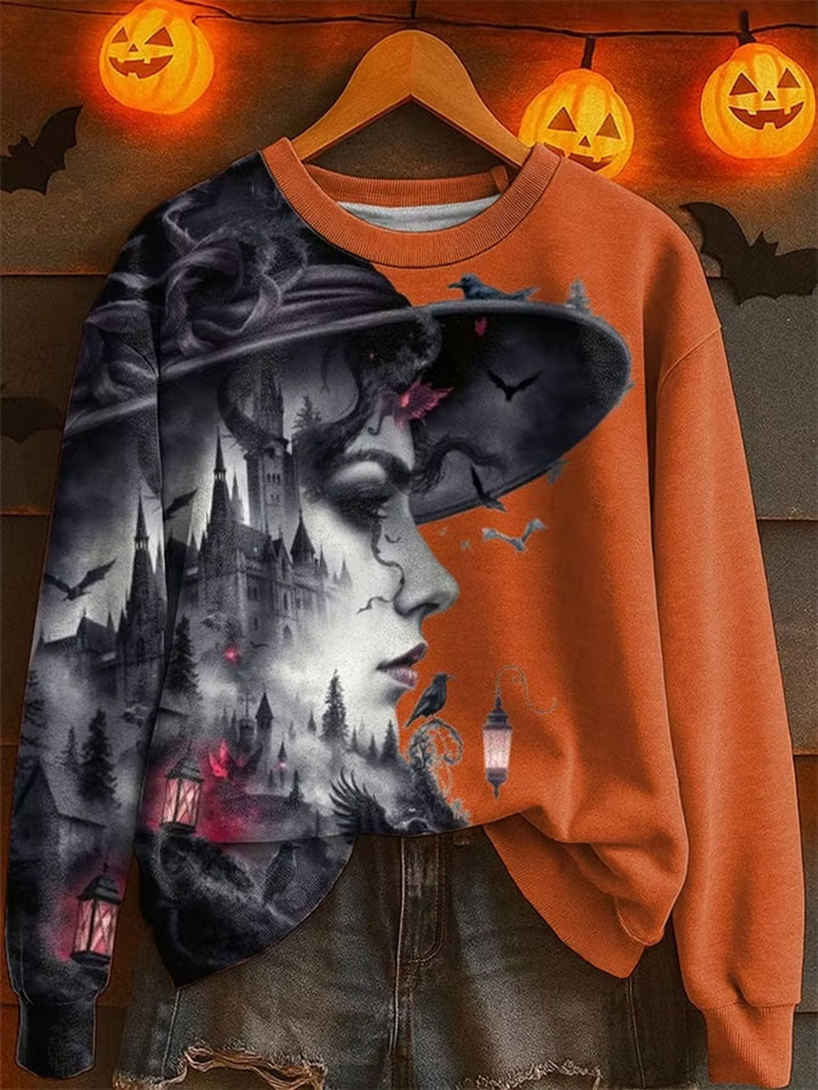Damen Halloween Hexe regelmäßige Sweatshirt