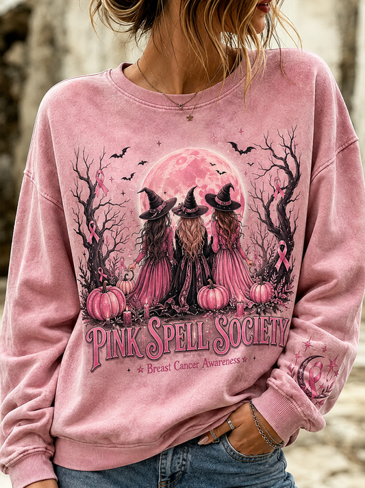 Frauen Halloween Brustkrebs Bewusstsein Regelmäßige Sweatshirt