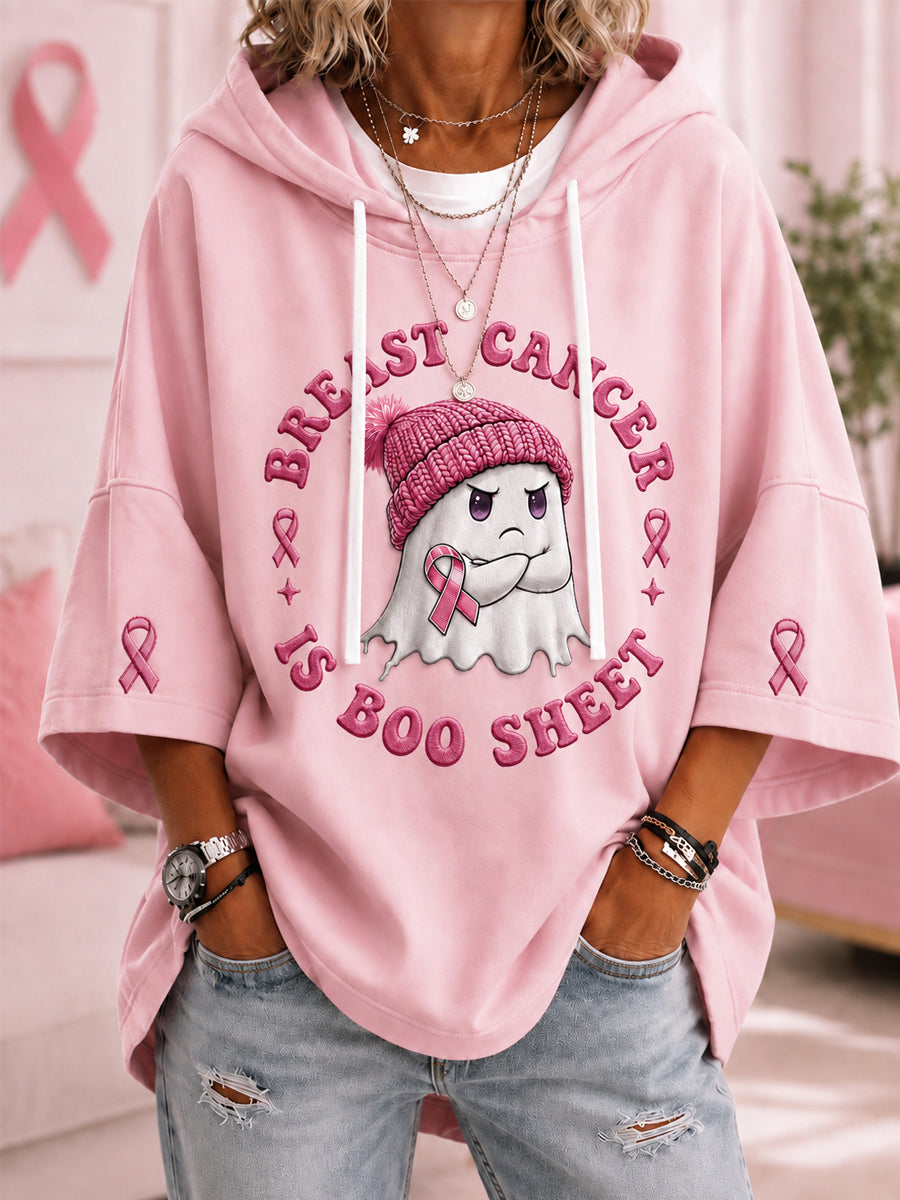 Frauen Brustkrebs ist Boo Sheet Halloween Pink Ghost Print Brustkrebs Sensi bilisierung Unterstützung Kurzarm Hoodie