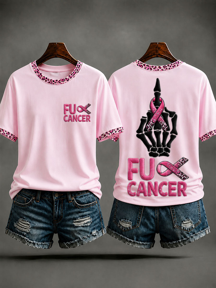 Frauen "Fuck Cancer" rosa Band Brustkrebs Bewusstsein T-Shirt