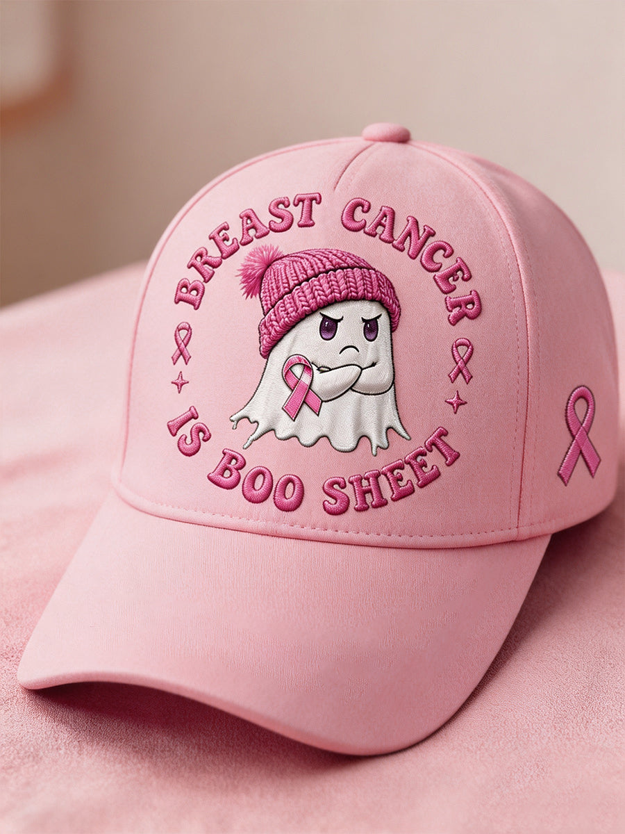Unisex Im Oktober tragen wir Pink Halloween-Pink Geist-Print Brustkrebsbewusstseins-Unterstützungsmütze