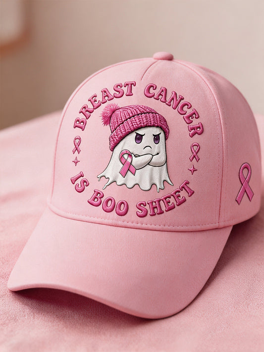 Unisex Im Oktober tragen wir Pink Halloween-Pink Geist-Print Brustkrebsbewusstseins-Unterstützungsmütze
