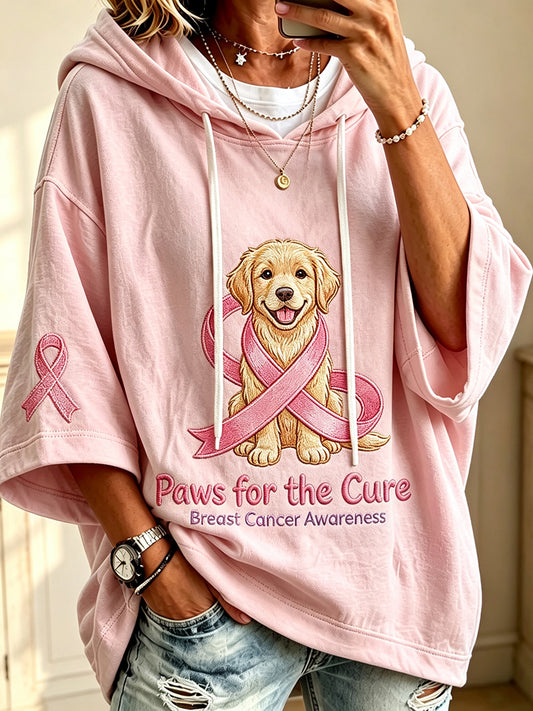 Damen Pfoten für die Heilung Pink Ribbon Golden Retriever Print Hoodie