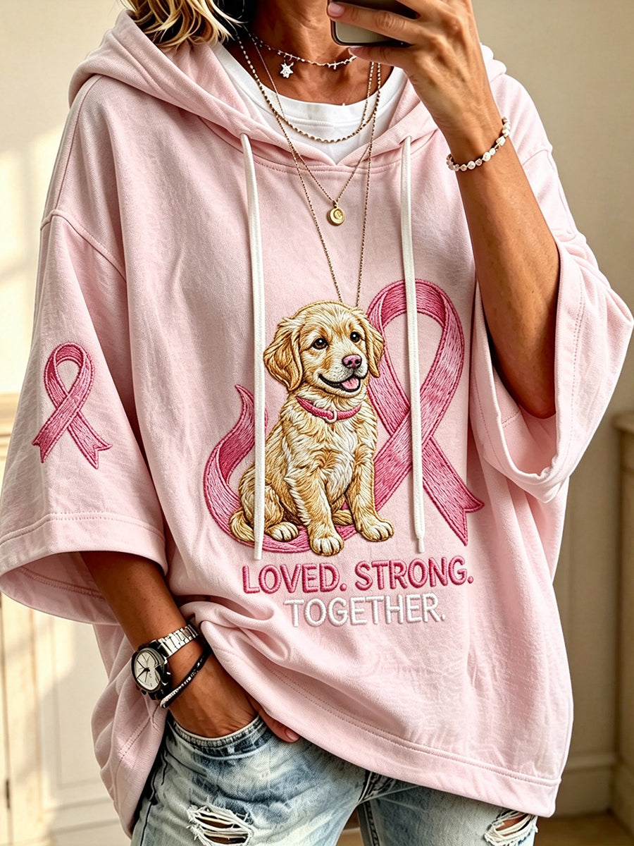 Frauen liebten zusammen stark rosa Band Golden Retriever Print Hoodie