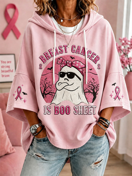 Frauen Brustkrebs ist Boo Sheet Print Casual Kurzarm Hoodie