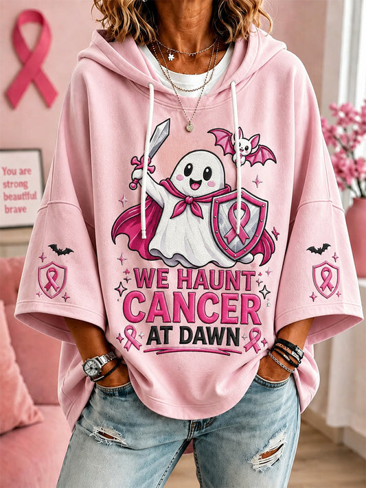 Frauen Wir verfolgen Krebs im Morgengrauen Druck Casual Kurzarm Hoodie