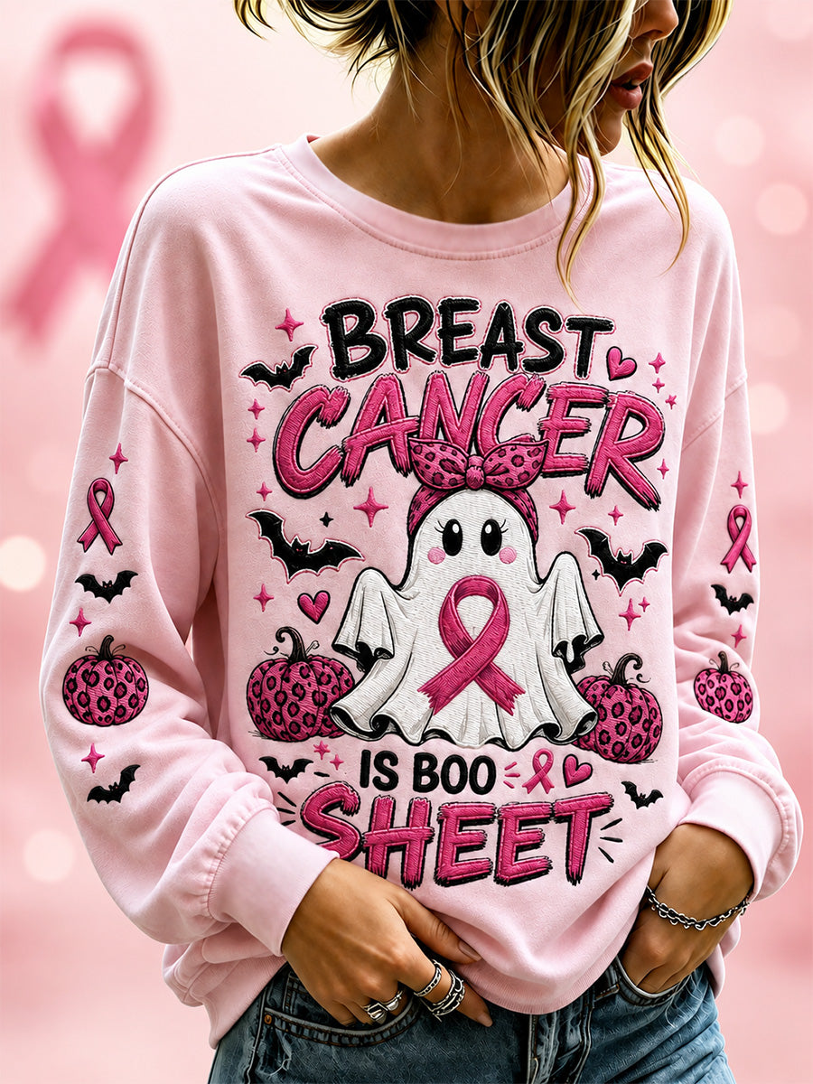Frauen Brustkrebs ist Boo Sheet Print Casual Sweatshirt