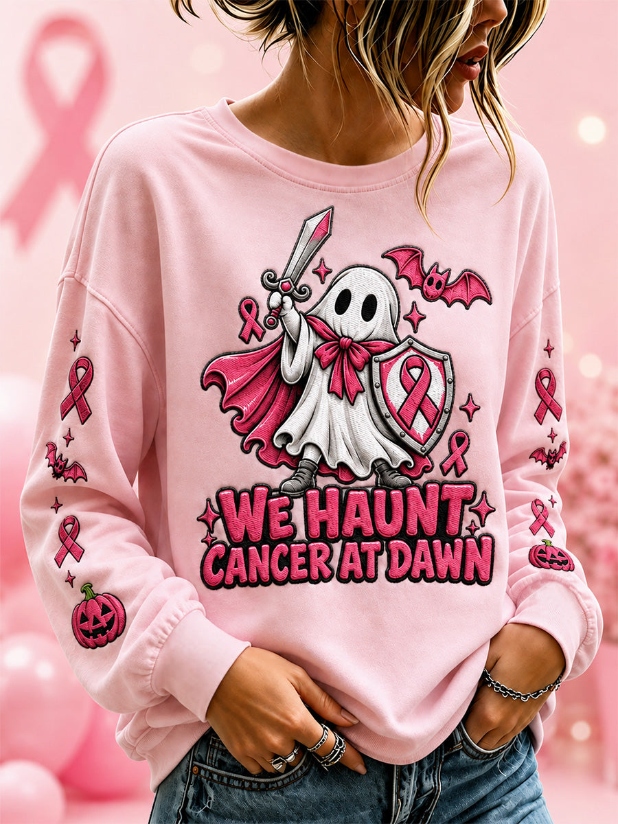 Frauen Wir verfolgen Krebs im Morgengrauen Print Casual Sweatshirt