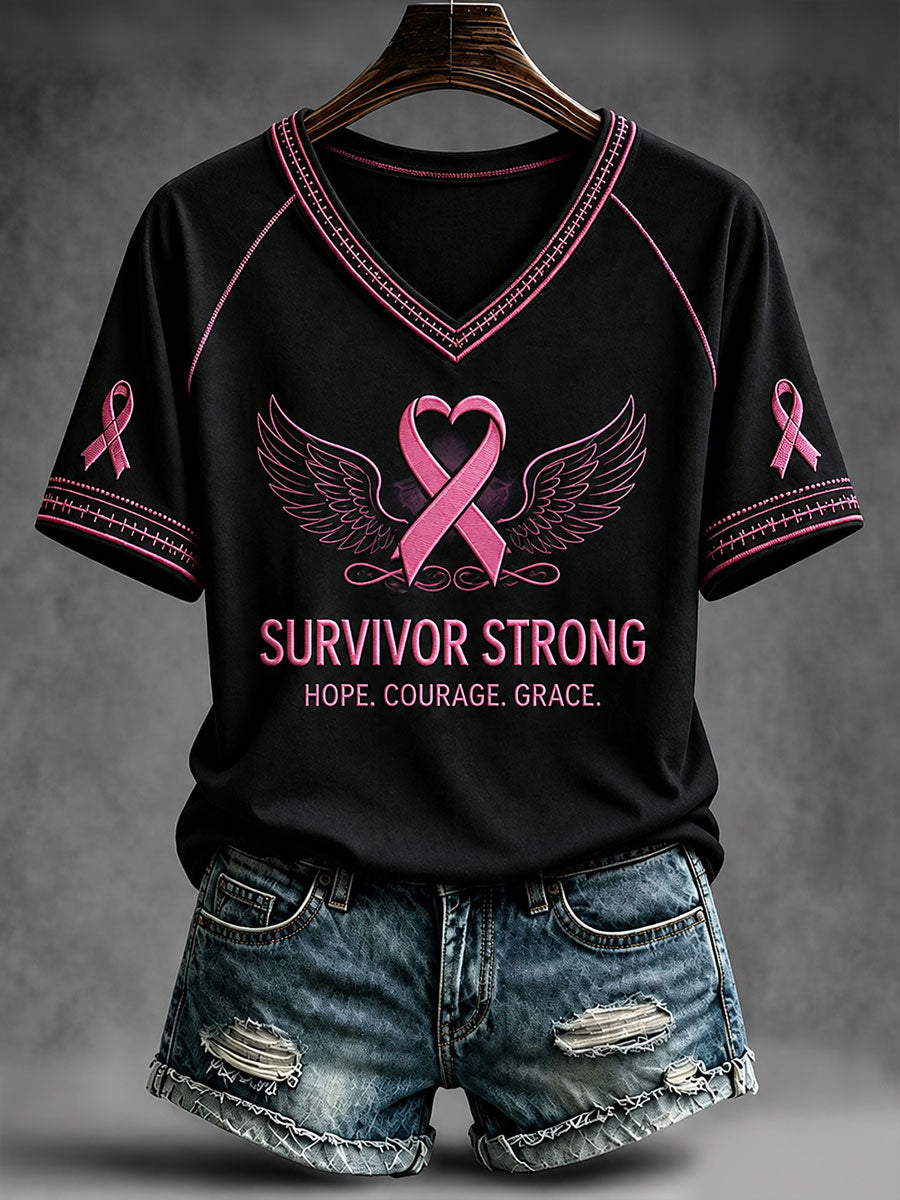 Frauen Survivor Starkes T-Shirt mit V-Ausschnitt