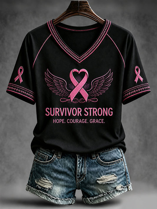 Frauen Survivor Starkes T-Shirt mit V-Ausschnitt