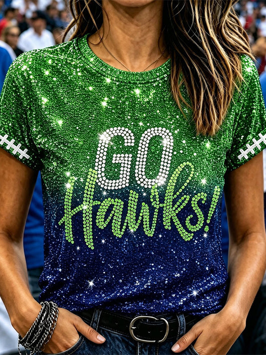 Sportliches Kurzarm-T-Shirt Fußball-Spieltag für Frauen
