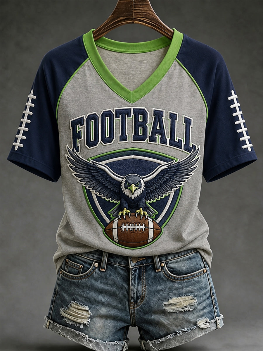Fußball-Spieltagsgeschenk für Fußballfans – Lässiges V-Ausschnitt-T-Shirt