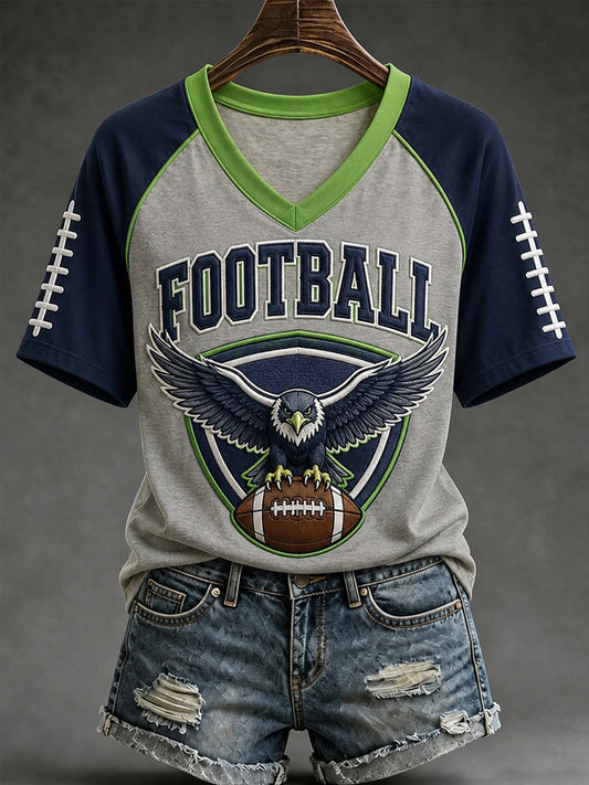 Fußball-Spieltagsgeschenk für Fußballfans – Lässiges V-Ausschnitt-T-Shirt