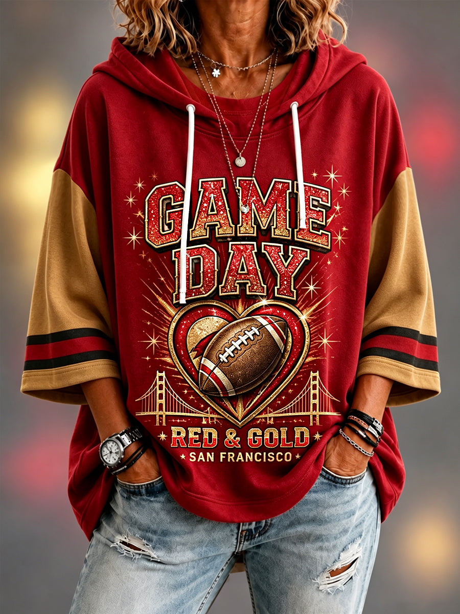 Frauen Fußball Spiel Geschenk für Fußball Fans lässig 3/4 Ärmel Hoodie