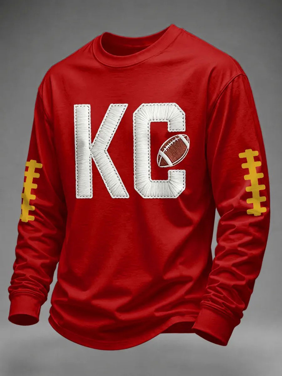 Herren Spieltag Fußball bedrucktes lässiges Sweatshirt