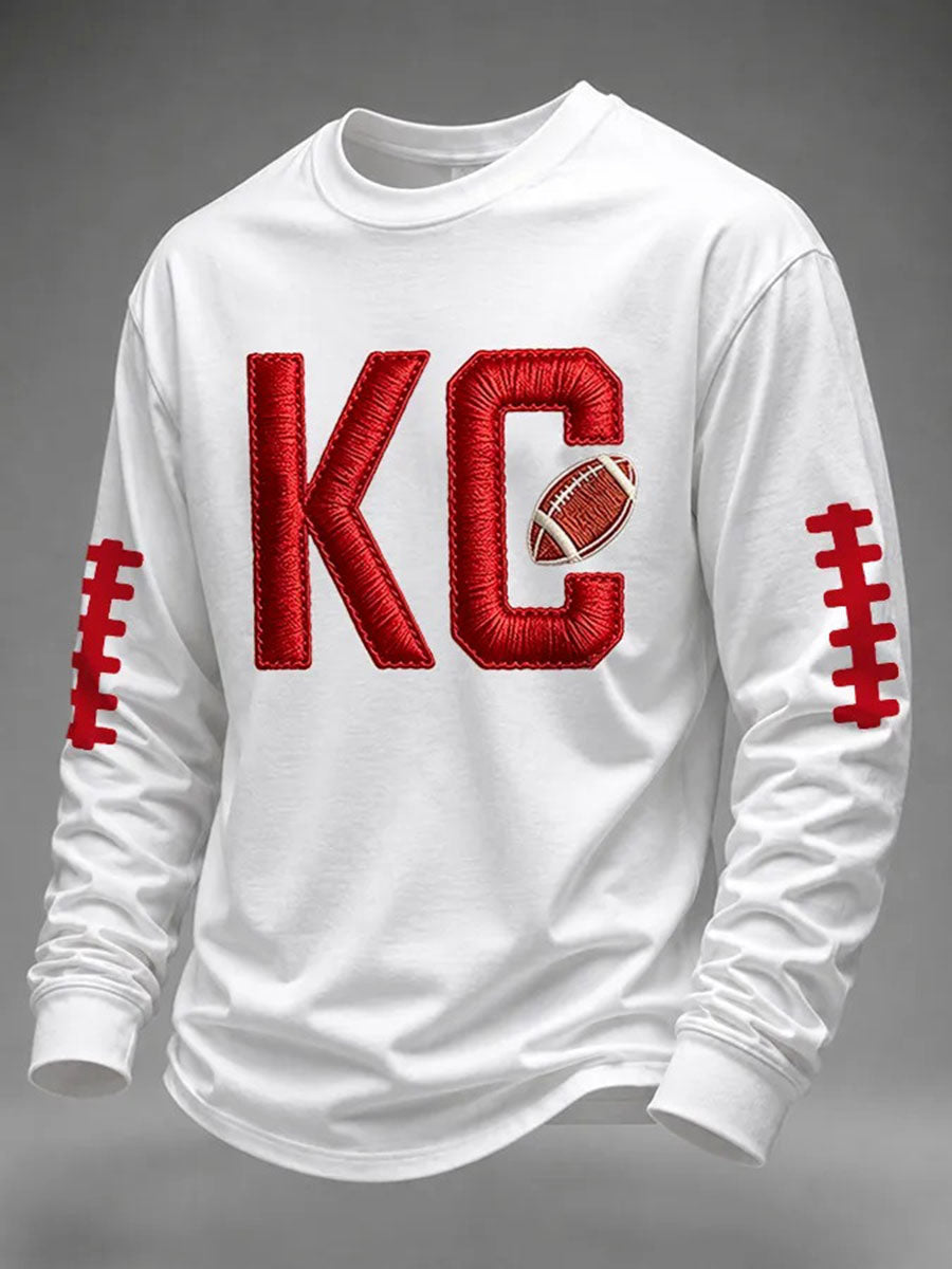 Herren Spieltag Fußball bedrucktes lässiges Sweatshirt