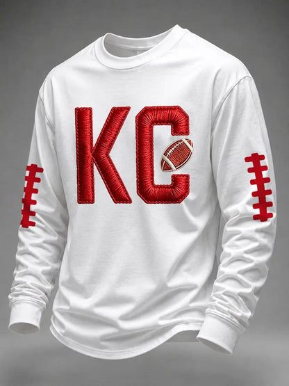 Herren Spieltag Fußball bedrucktes lässiges Sweatshirt