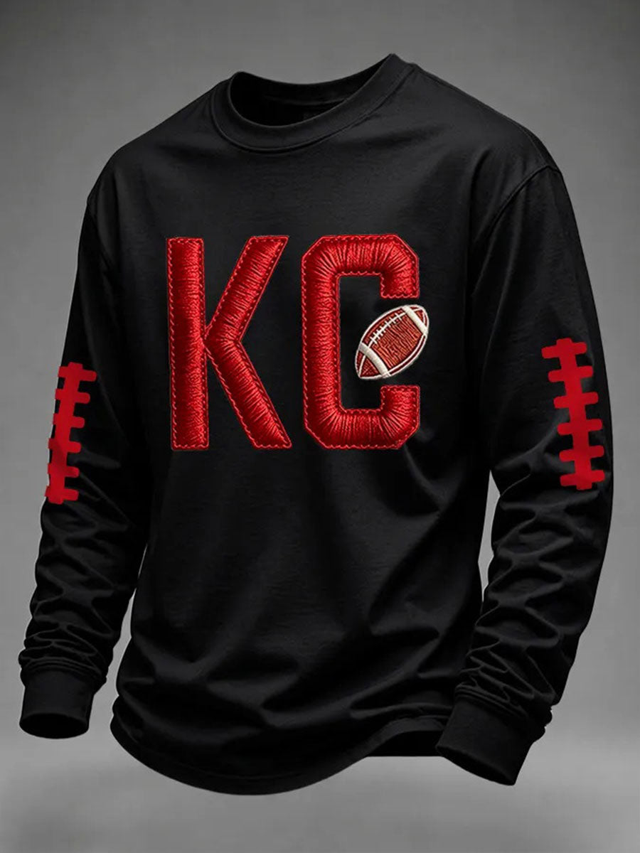 Herren Spieltag Fußball bedrucktes lässiges Sweatshirt