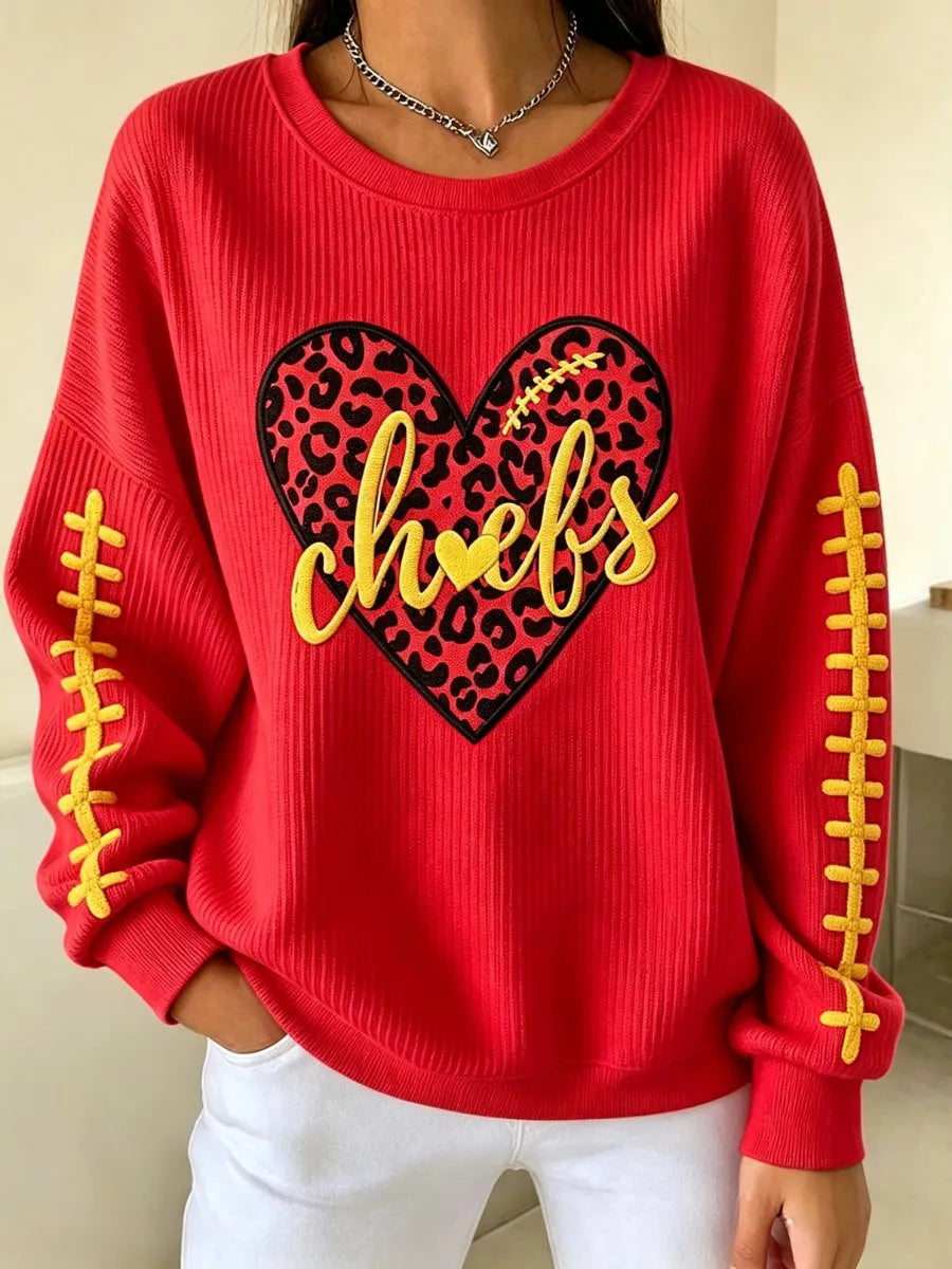 Damen Fußball Fan Print Casual Sweatshirt