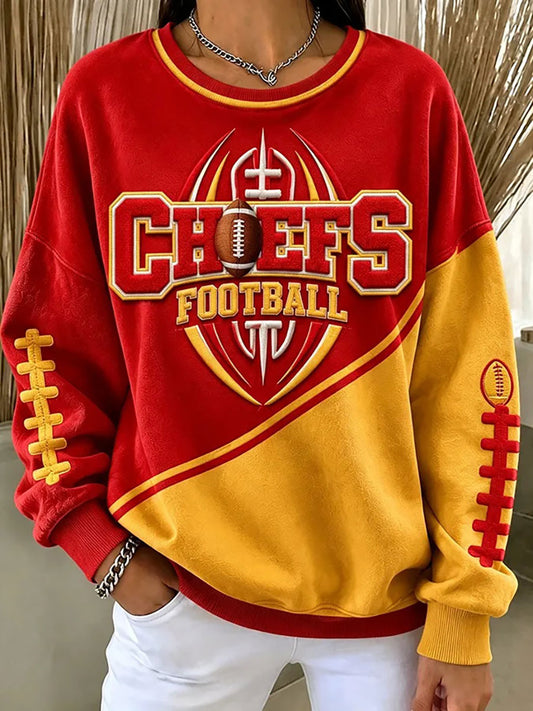 Frauen-Sporttag-Football-Print-Lässiges Sweatshirt