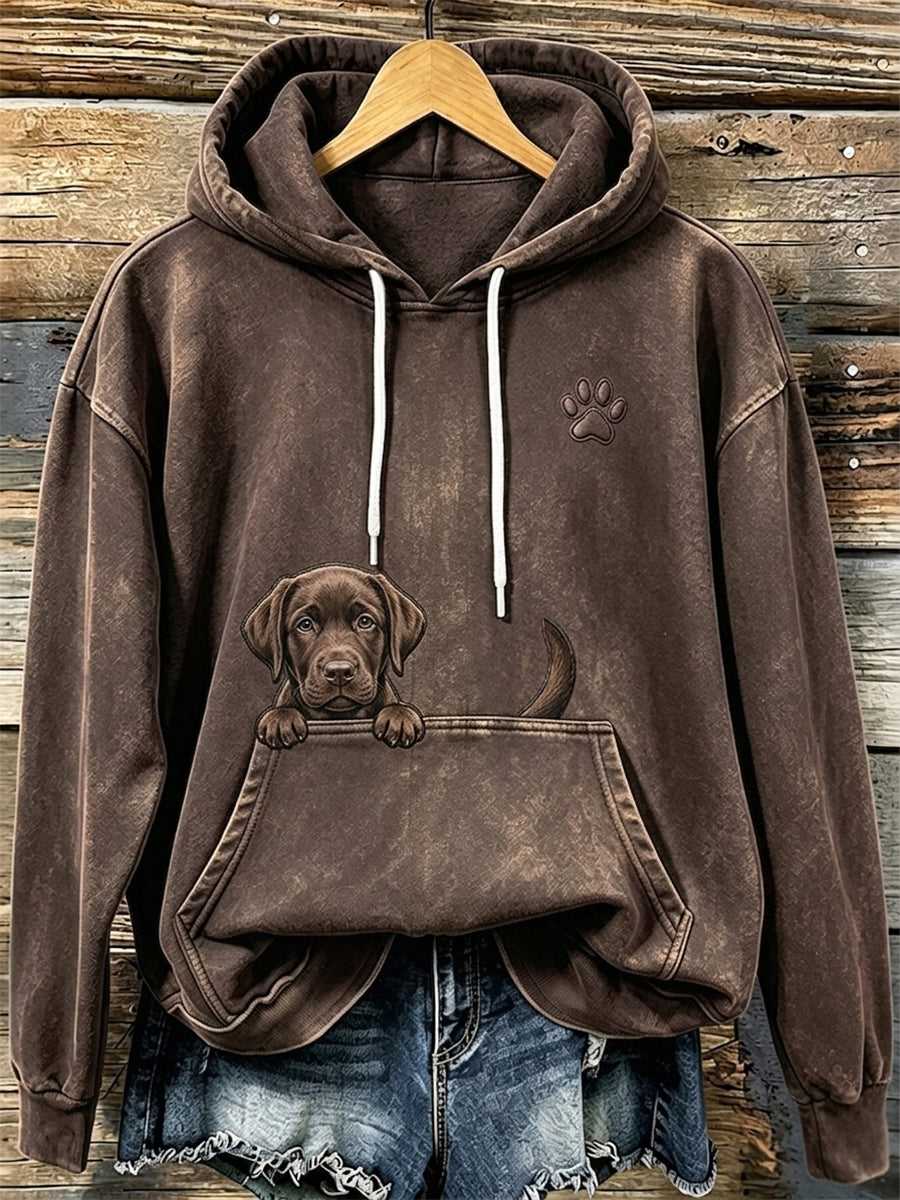 Damen niedlich Peeking Schokolade Labrador Retriever & Pfoten druck Gemütlicher Hoodie