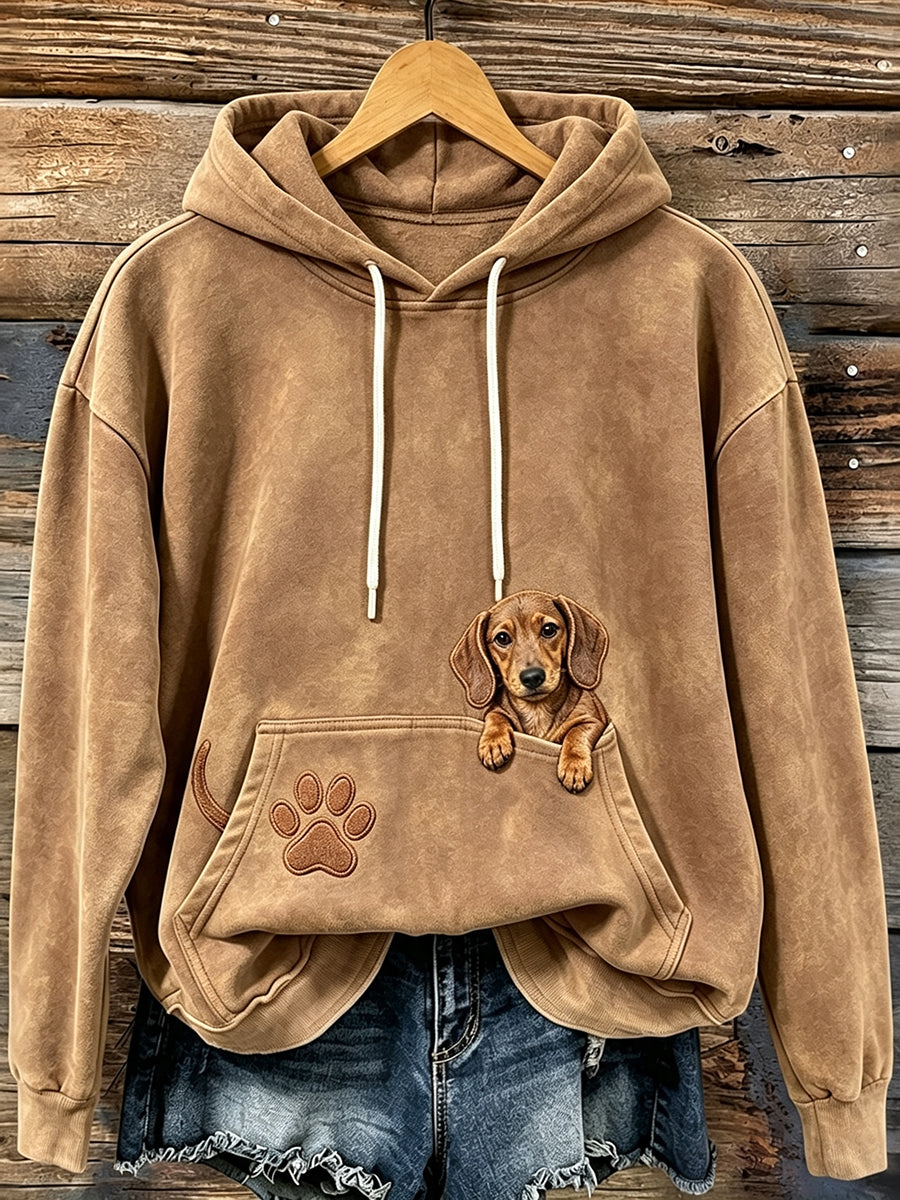 Damen niedlich Peeking Dackel Hund & Pfoten Druck Gemütlicher Hoodie