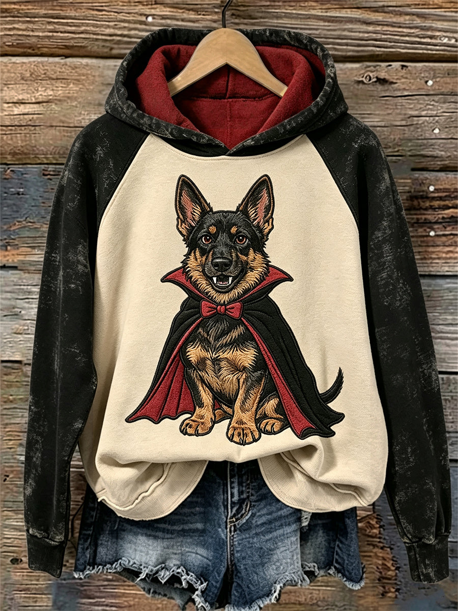 Frauen schöner Vampir Deutscher Schäferhund Hund Druck Raglan Hoodie