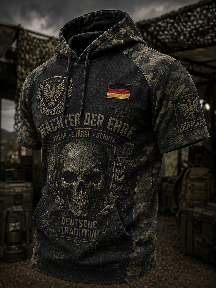 Herren-Raglan-Sweatshirt mit kurzen Ärmeln und militärischem Gedenkdruck