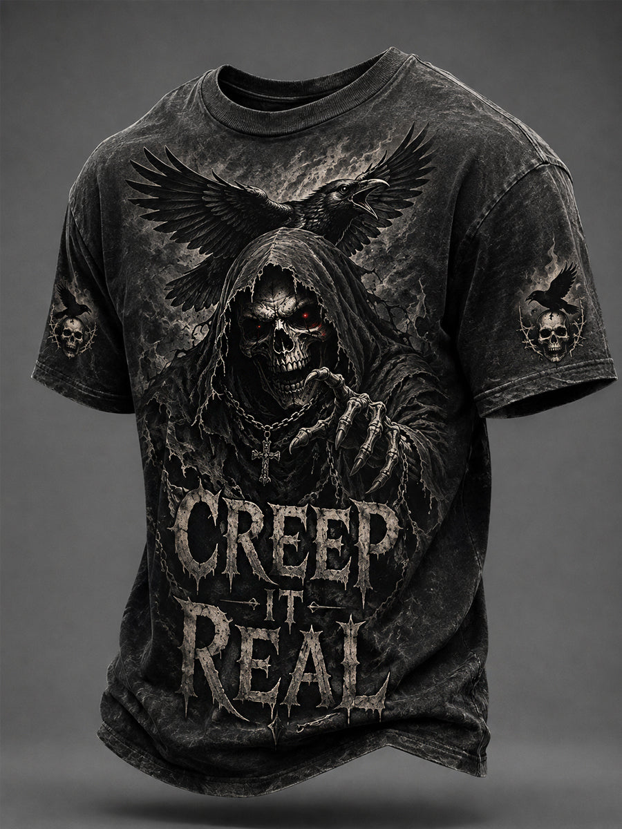 Männer Halloween Skull Creep It All Print Casual T-Shirt