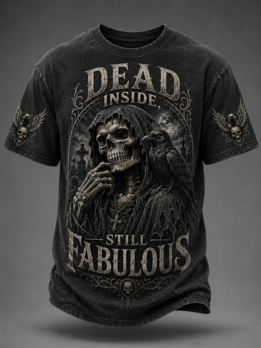 Halloween-Schädel der Männer tot im immer noch fabelhaften Druck lässiges T-Shirt