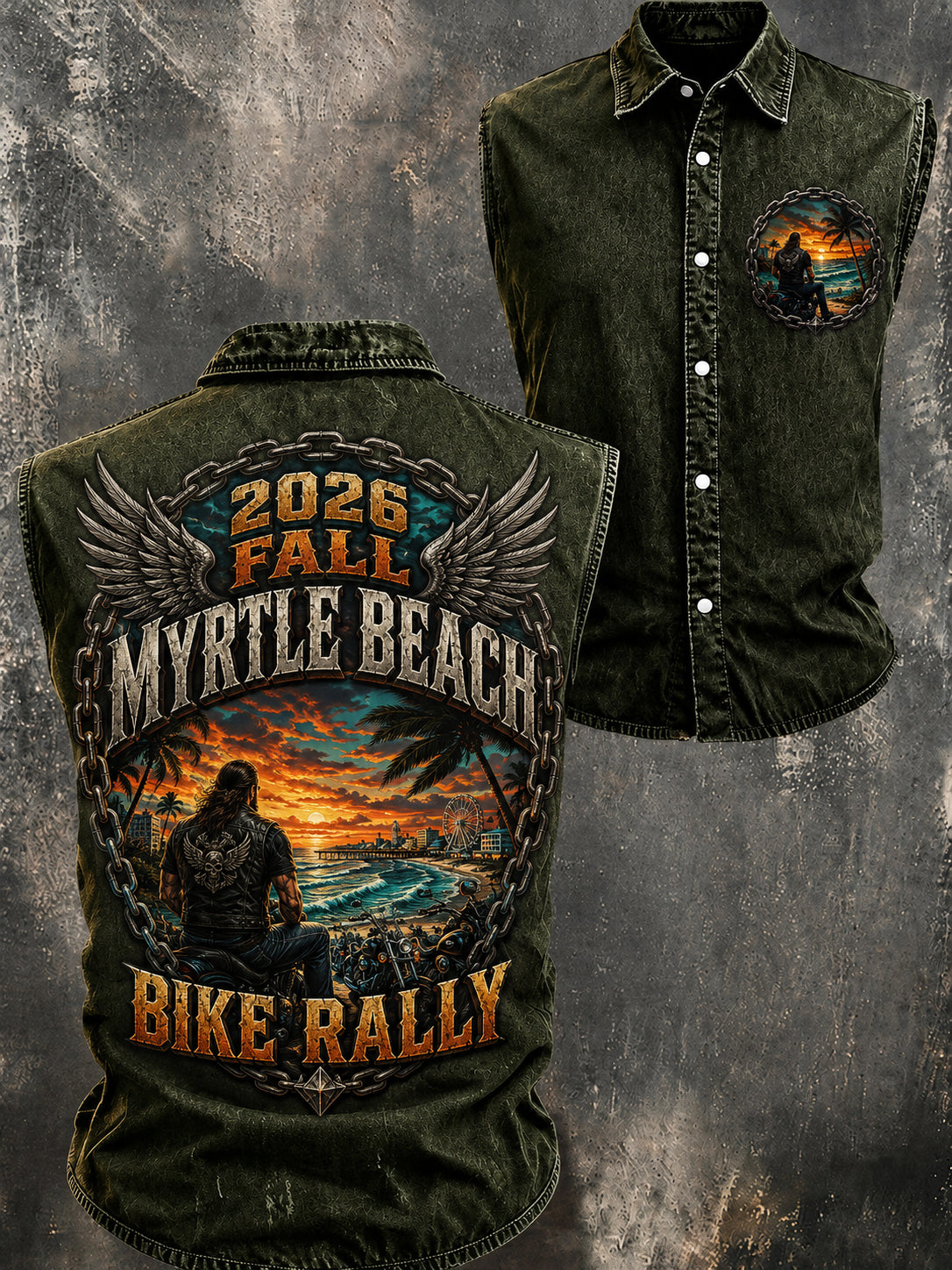 Herren Myrtle Beach Bike Rally Printed Weste Top