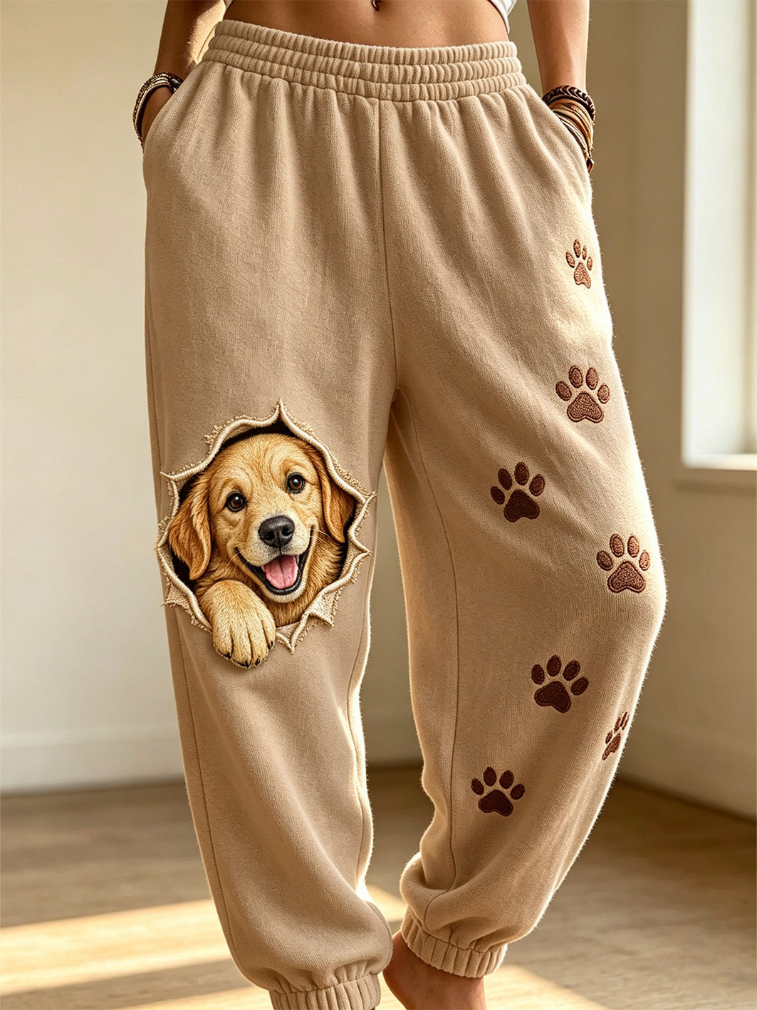 Damen niedliche Hunde muster bedruckte lässige Jogging hose