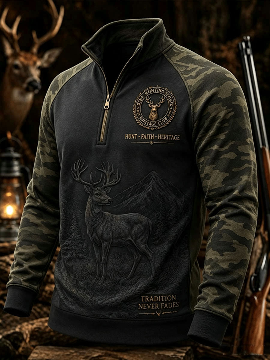 Herren-Vintage-Western-Sweatshirt mit traditionellem Rentiermuster