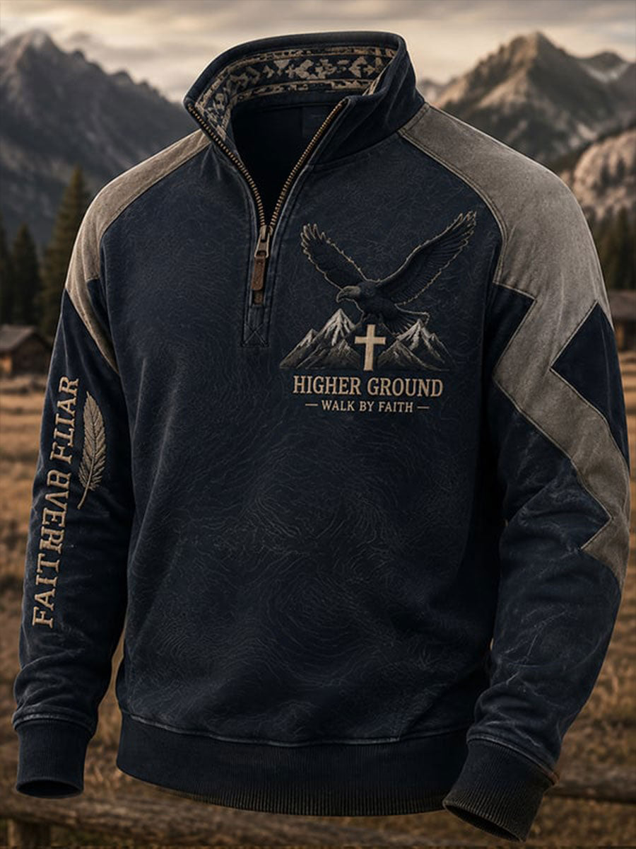 Herren-Vintage-Western-Kapuzenpullover mit Reißverschluss