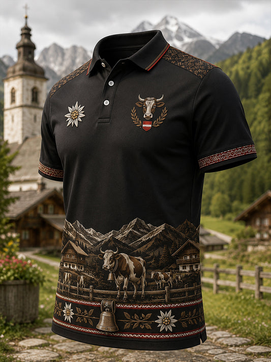 Männer Österreichi scher Country Style Kunstdruck Polo