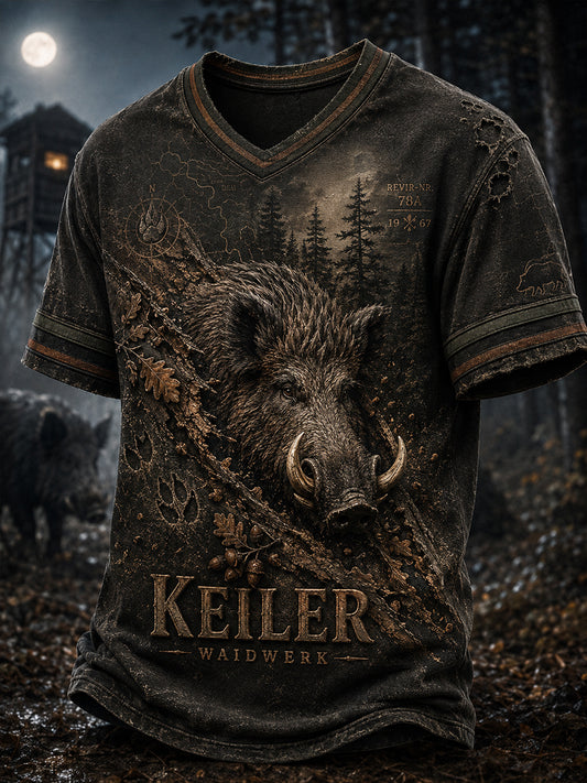Herren-T-Shirt mit V-Ausschnitt zur deutschen Jagdsaison