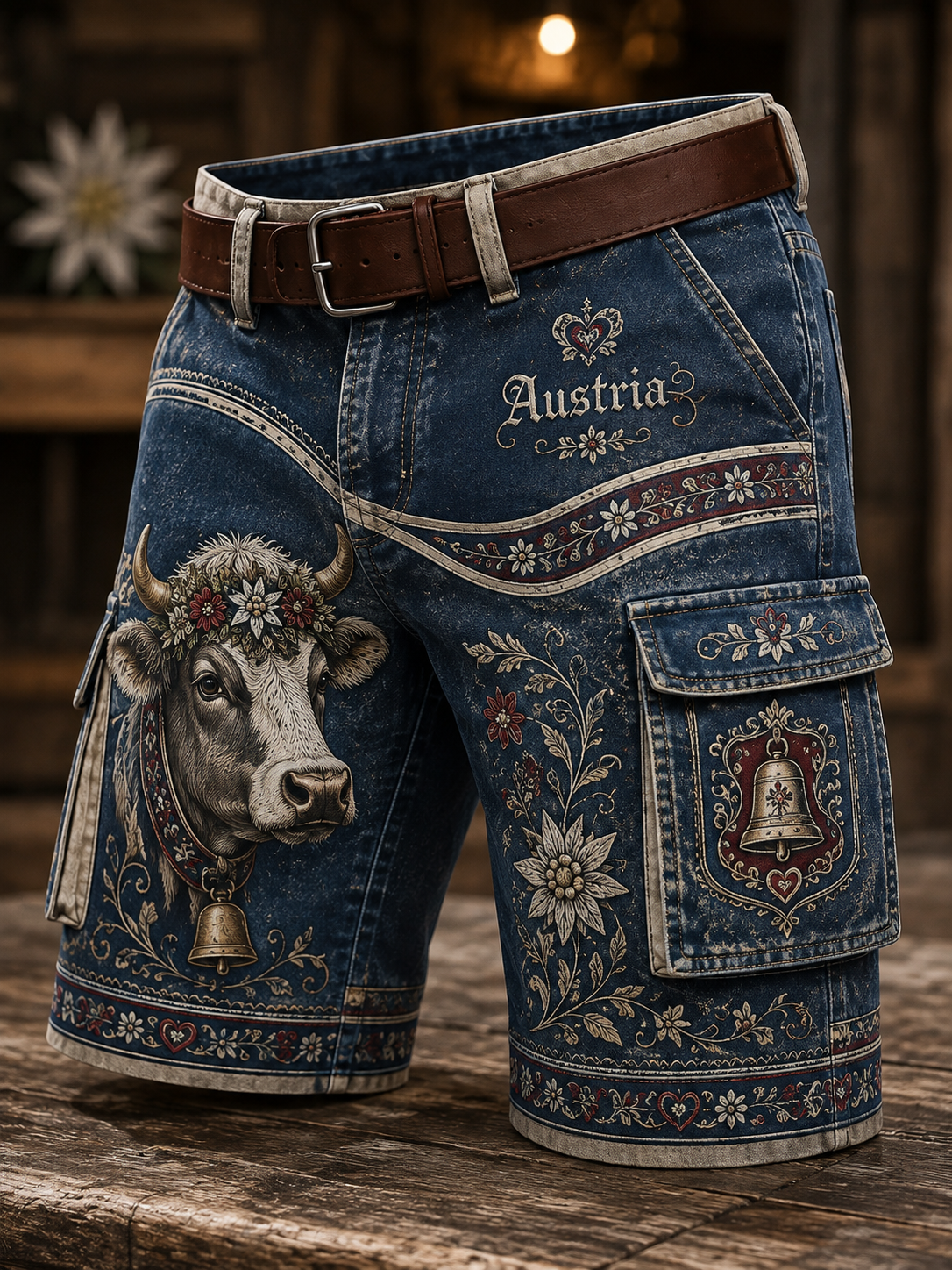 Herren-Shorts im österreichischen Landhausstil mit Cargotaschen