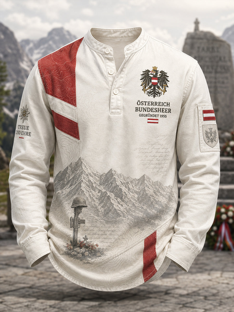 Männer Österreichi scher Militär dienst bedrucktes lässiges Knopf T-Shirt
