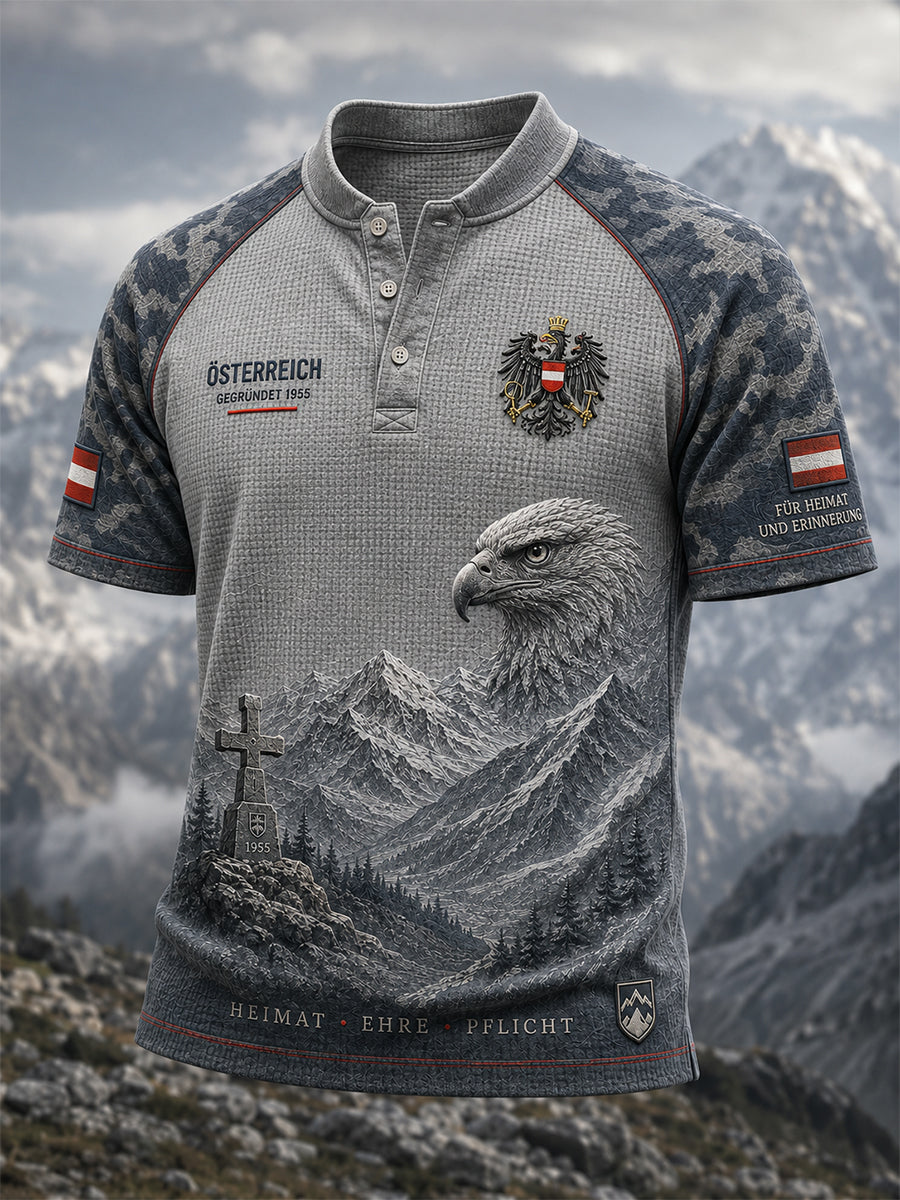 Herren-T-Shirt mit kurzen Ärmeln im österreichischen Militärstil