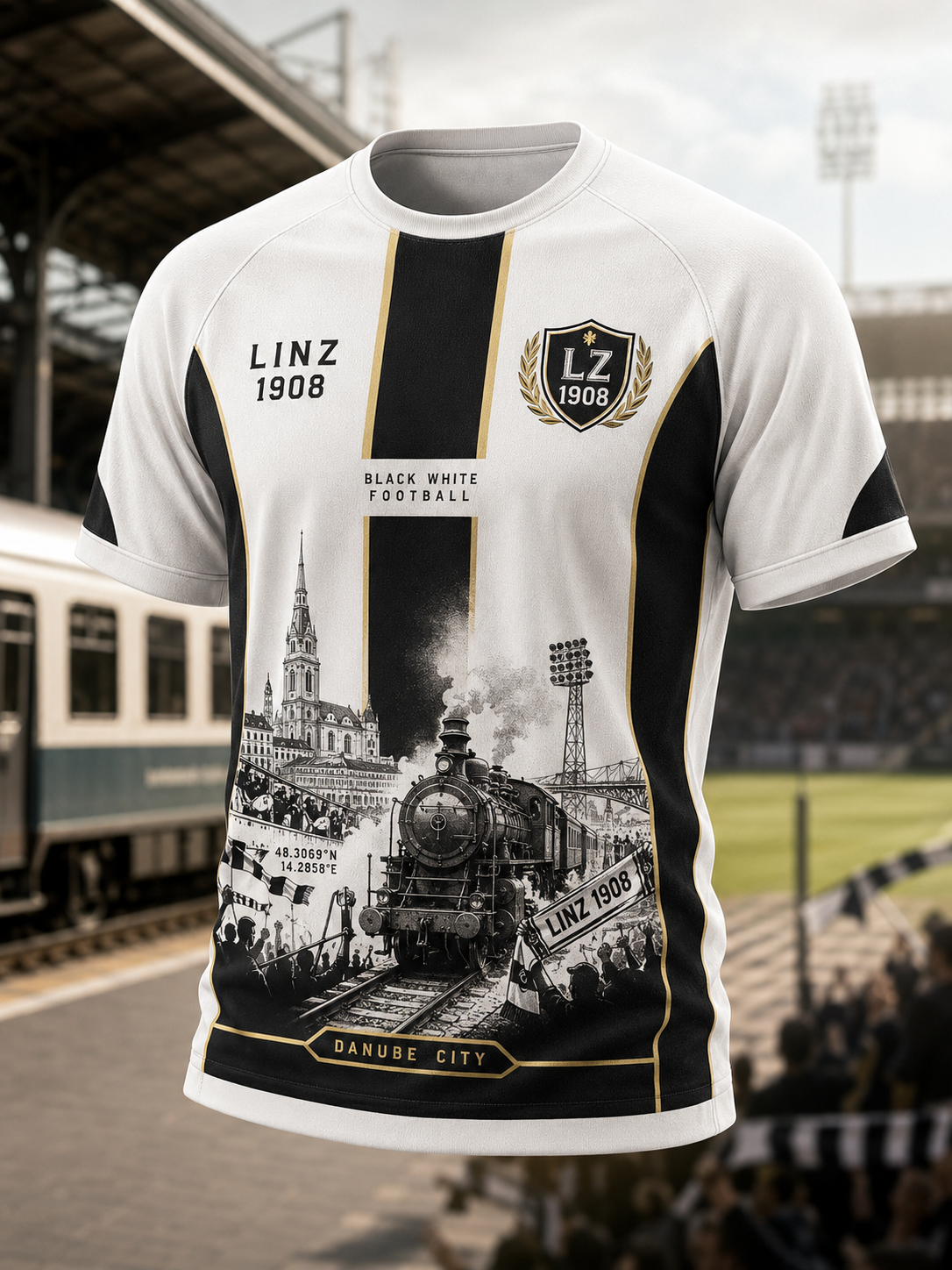 Herren-LASK Linz-T-Shirt mit kurzen Ärmeln