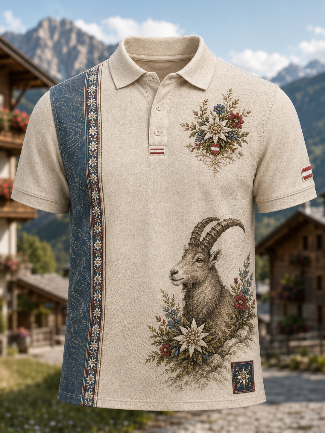 Herren-Hemd mit kurzen Ärmeln im österreichischen Landhausstil