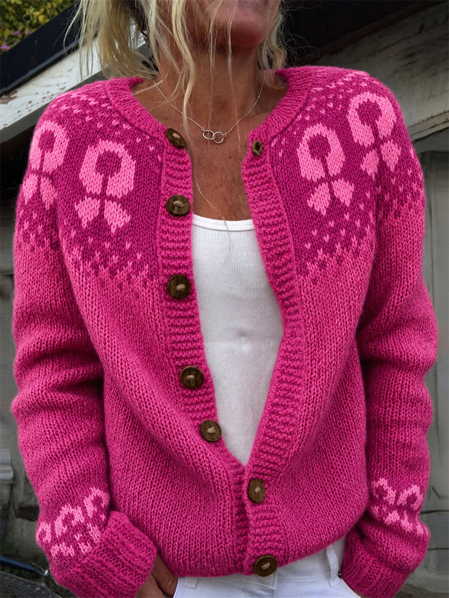 Frauen Brustkrebs Bewusstsein Rosa Band Joch Druck Gemütliche Strickjacke
